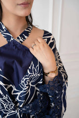 Navy Flora Kaftan Gown - DrapeTribe