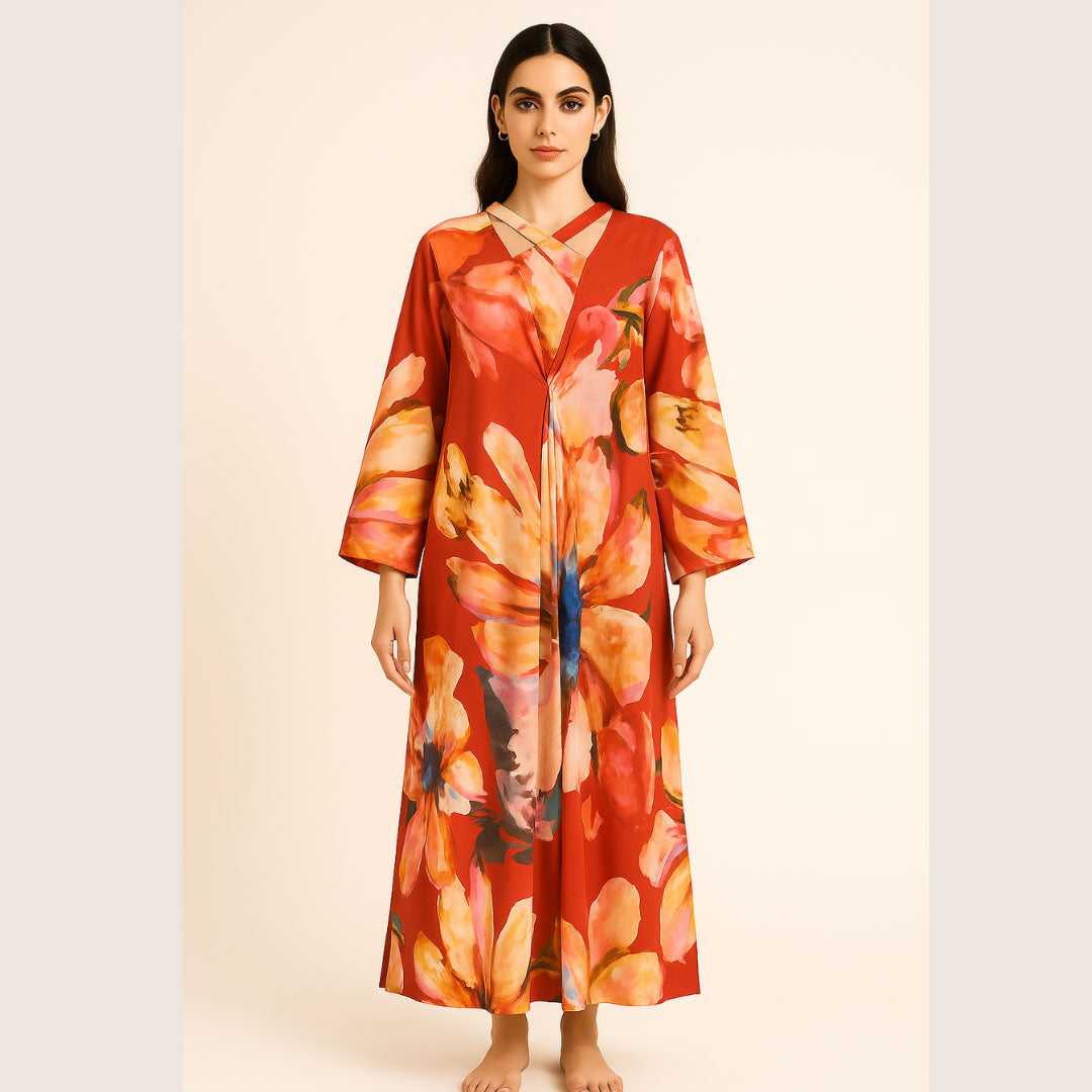 Red Blossom Kaftan DrapeTribe