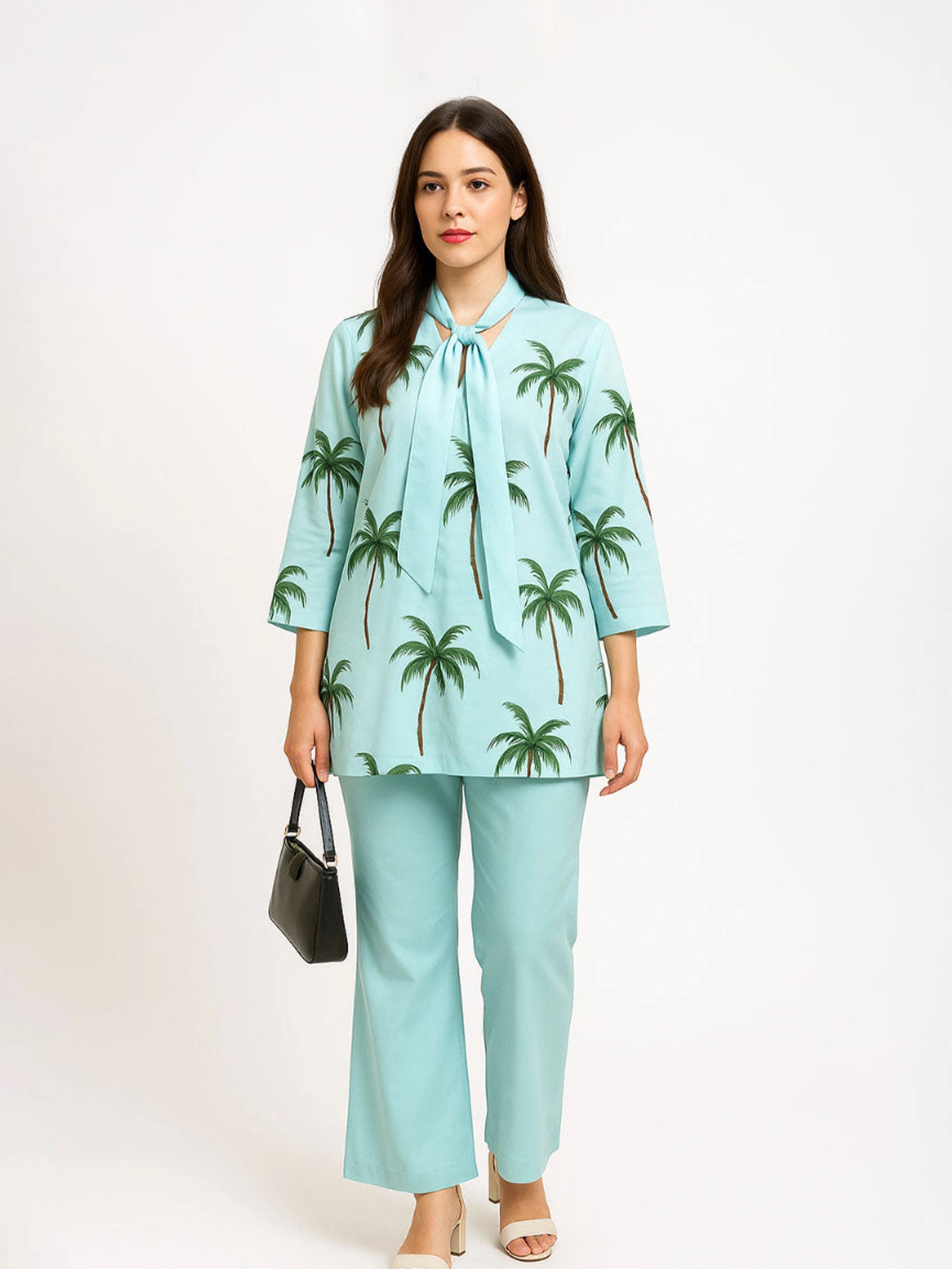 Aqua Bloom 2 piece Cord Set DrapeTribe