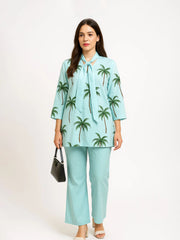 Aqua Bloom 2 piece Cord Set DrapeTribe