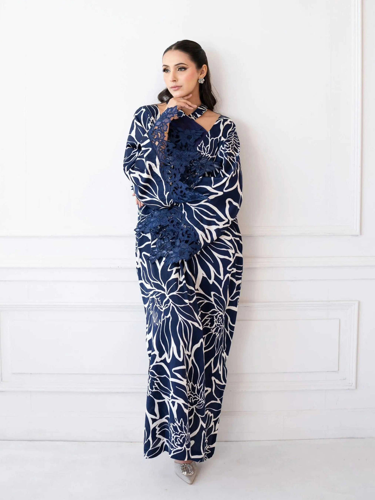 Navy Flora Kaftan Gown Everyday Chic