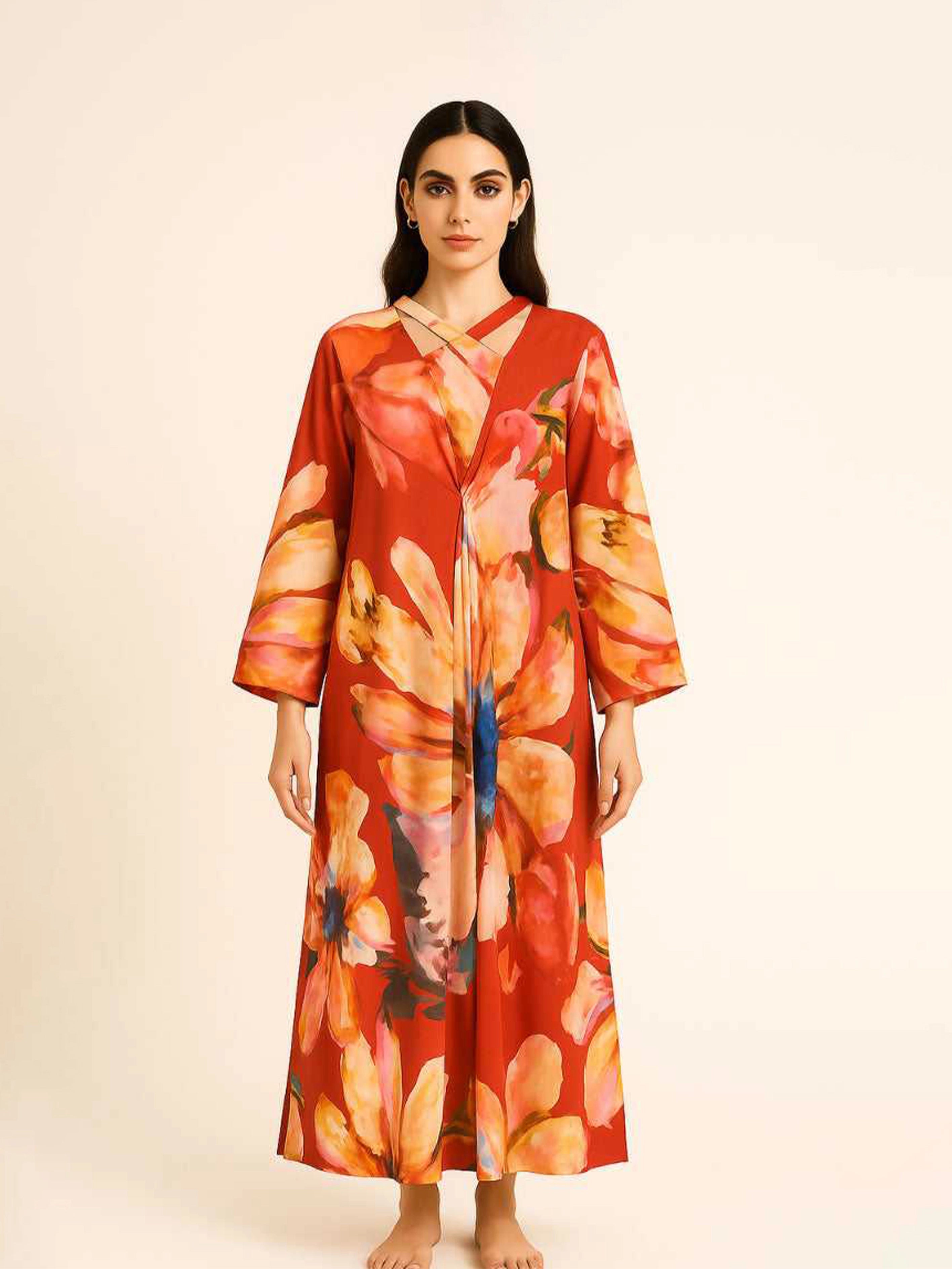 Red Blossom Kaftan Everyday Chic